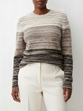 James Perse Lightweight Wool Blend Sweater Ombre Stripe Minimalist Crew Size 1